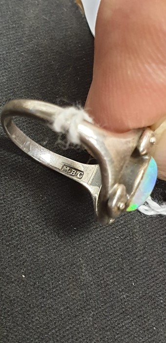 Murrle Bennett & Co - An Arts and Crafts silver and opal ring, size M, stamped M.B.C, 2.5gms - Image 4 of 4