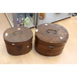 Two Victorian metal hat boxes,