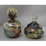 One Mdina paperweight with one Mdina glass pot with stopper A/F