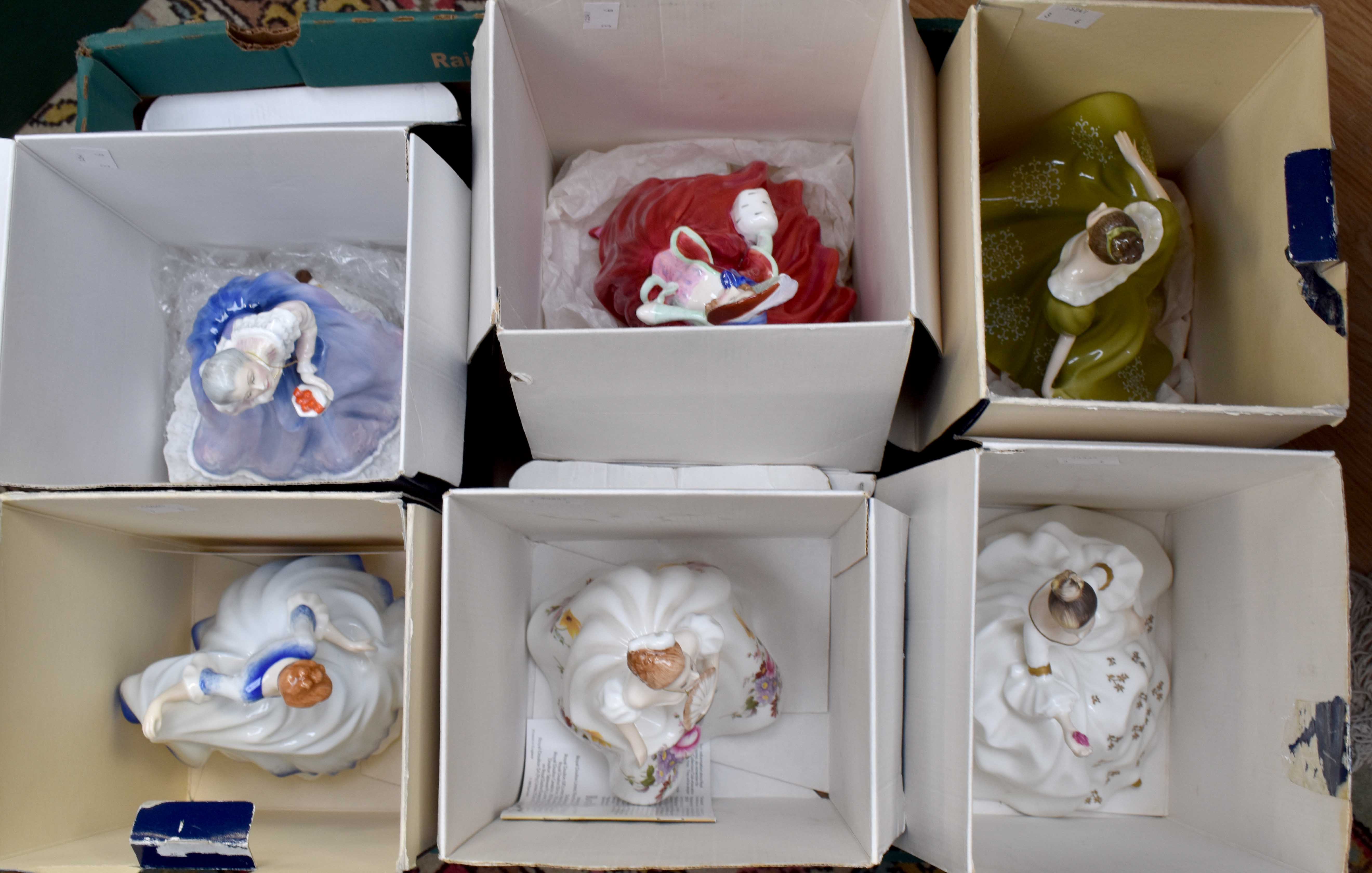 Six Royal Doulton figures including; Pamela HN3223 (signed with certificate and dated 89);