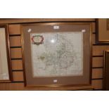 Robert Morden, hand colour copper engraving depicting Warwickshire,