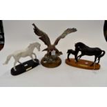 Capodimonte figure of eagle with two Royal Doulton ponies