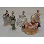 Five Royal Doulton figures including Rendezvous HN2212; Reverie HN2306; Lorna HN2377;