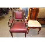 Four various chairs, comprising a Victorian spoon back chair, a white painted chair,