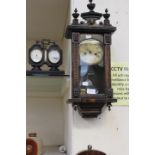 Small early 20th Century musical wall clock, German, along with a mantle clock barometer,
