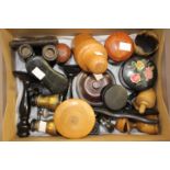 Treen items to include ebony dressing table set, trinket boxes,