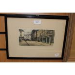 Late 19th early 20th Century street scene, Buttermilk Totnes by C. Russell signed 1.