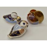 Royal Crown Derby paperweights including Owl, Duck and Chicken,