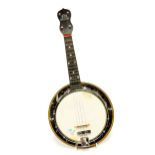 Ukulele banjo, Dallas model D, Birdseye maple finish, badged George Formby,
