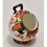 A Royal Corwn Derby miniature salt pig, imari pattern,