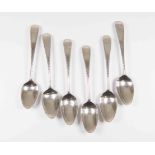 A set of six George III silver Old English Pattern teaspoons, feather edges,