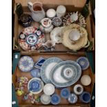 Two boxes of ceramics to include quantity of Wedgwood Jasperware, flower posies, Royal Copenhagen,