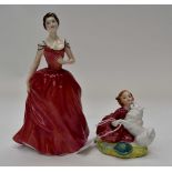 Royal Doulton "Lady Innocence" and Royal Doulton girl with dog "Home Again" (2)
