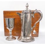 A James Dixon Sheffield plate ewer and chalice cup from Buxton Primitive Methodist Chapel in a twin
