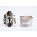 Two silver napkin rings, one Lanson Ltd, Birmingham 1943, one H.