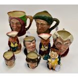 A Royal Doulton collection of character jugs, including Touch Tone, The Clown,