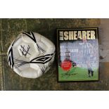 One signed football Alan Shearer with signed book