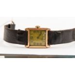 An Art Deco gold plated gents wristwatch with original strap