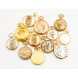 Collection of modern 20th Century gold plated pocket watches,