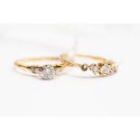 Two diamond set rings,