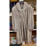 A silver grey mink full length fur coat,