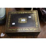 Victorian brass inlaid mahogany vanity box,