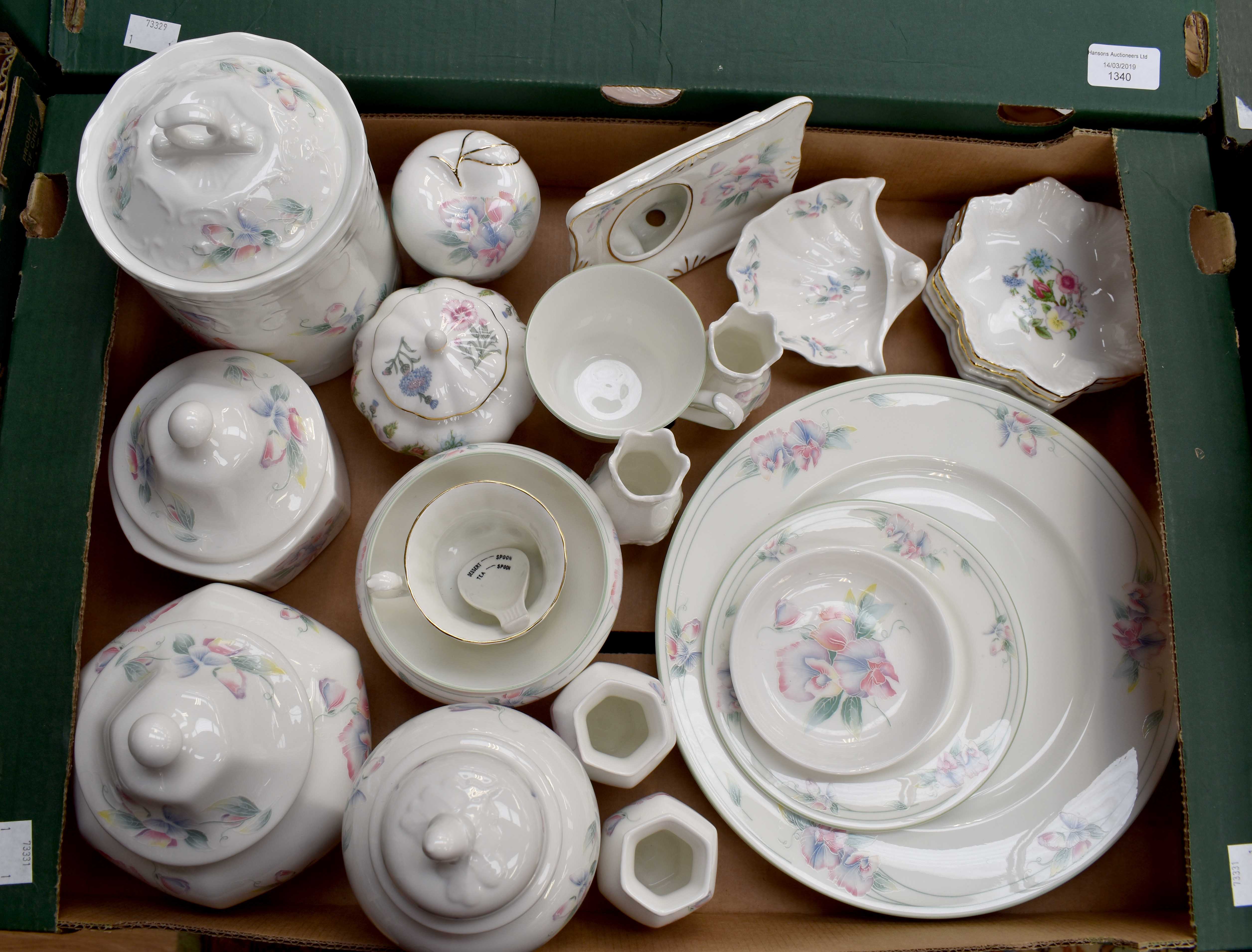 A collection of assorted Aynsley "Wild Tudor" and Little Sweetheart, including plates, pin trays,