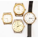 Trench watch early 20th Century along with three later watches, including a vintage Onsa,