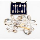 A small quantity of silver flatware to include an 1802 spoon, an 1859 London, George Adams,