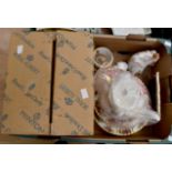 A boxed Royal Albert twenty four piece tea set, "Old Country Roses" together with six dinner plates,
