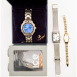 Two cased wrist watches and (ICE) two ladies bracelet watches (including Accurist)