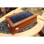 A large mahogany oblong hatpin plinth