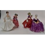 Four Royal Doulton figures to include; Angela HN2389; Autumn Breezes HN1934;