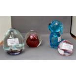 Three Caithness paperweights - "Kathmandu"; Moon Crystal and Cauldron, stamped on bases,