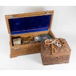 Two jewellery boxes containing a 22ct gold wedding ring, weight approx 2.
