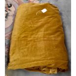 Two large gold cotton velvet curtains,