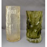 Two White Friars style glass vases