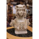 Large bust of a lady in marble effect,