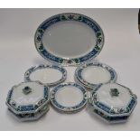 A late 19th Century Keeling & Co part dinner service, Meliden pattern including a pair of tureens,