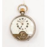 A Hebdomas silver patent 8 day Swiss pocket watch