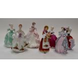 A collection of seven various figures including; Coalport - Champagne Waltz (with certificate);