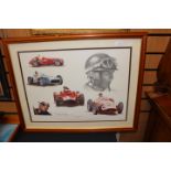 Four framed Ferrari prints along with four framed Ferrari jigsaws (8)