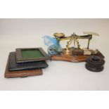 Collectors lot of; small post office scales, early 20th Century picture frames,