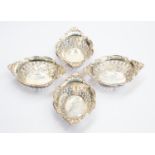 Four small pierced oval bonbon dishes, marked Birks sterling, 93 grams/3.