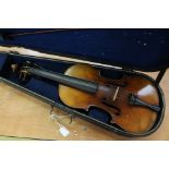 A violin, Spurious Stradivarius label, length of back 14.1/8" 35.