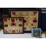 Two framed collections of post war Staybrite British Army, Commonwealth and Foreign cap badges,