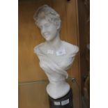 Small white marble effect bust of a lady,