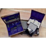 Cased box of flatwares including canteens of cutlery,