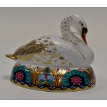 Royal Crown Derby swan paperweight, Imari pattern,