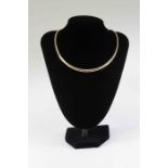 A 9ct gold flat omega link collar, length approx 16'',